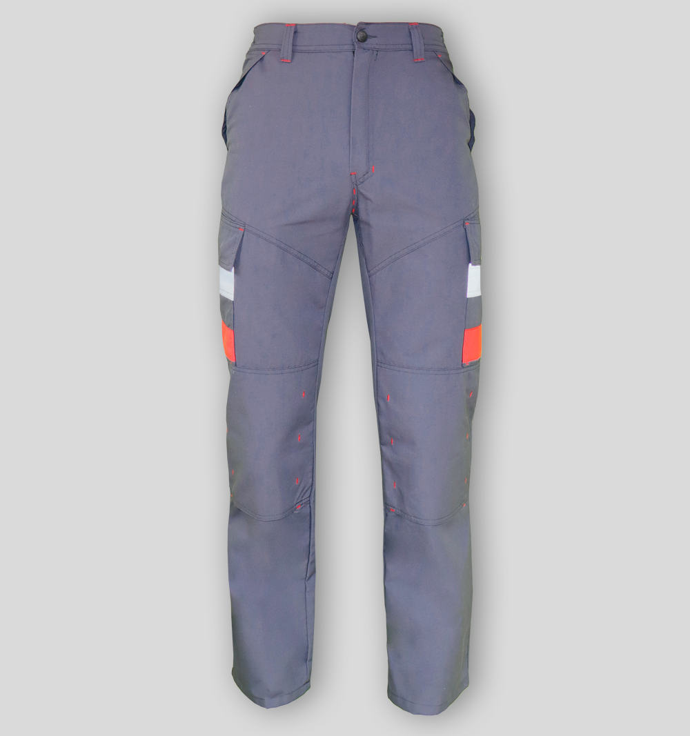 Fabrication Spéciale - Pantalon de Travail - Gris/Rouge